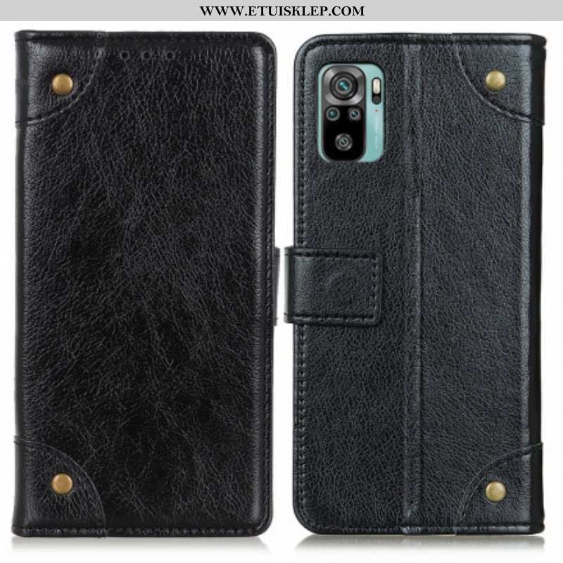 Etui Folio do Xiaomi Redmi Note 10 / 10S Nity W Stylu Vintage Ze Skóry Nappa